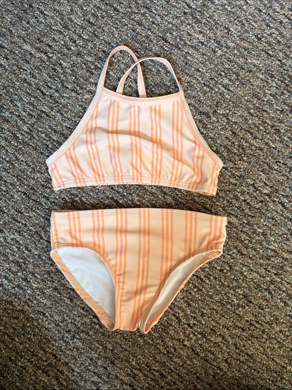 Carter's Peach Striped Girls' Two-Piece Swim Set